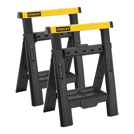 STANLEY® Folding Adjustable Height and Width Sawhorse (Pair), 450kg Max. Capacity, main image